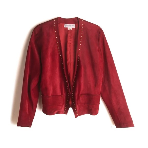 Vintage Yves Saint Laurent Rive Gauche Red Suede Jacket S M - Picture 1 of 6